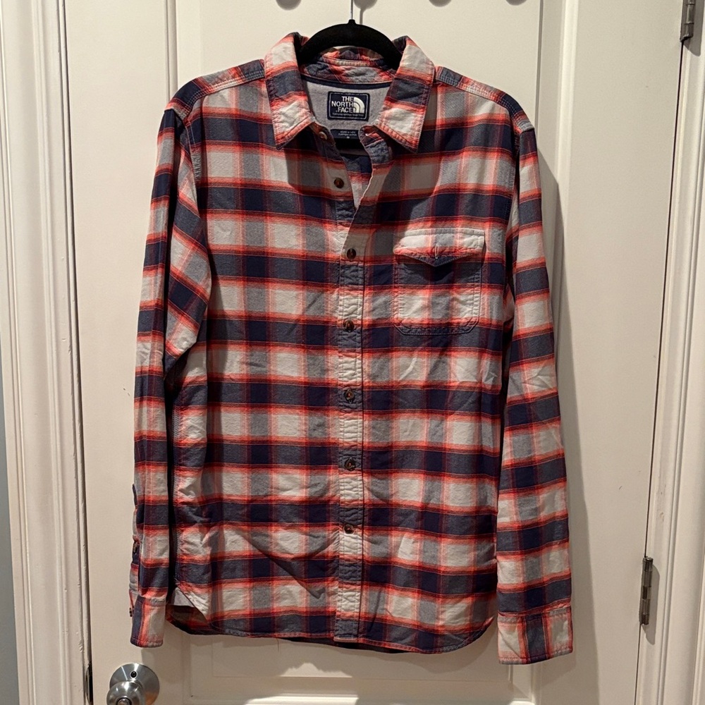 The North Face Red, Navy & White Plaid Shirt